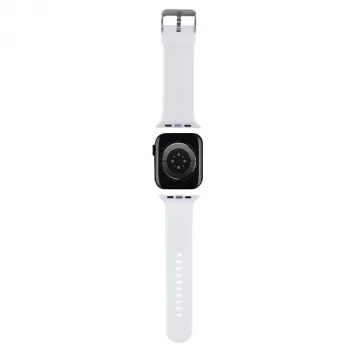 Karl Lagerfeld KLAWMSLKCNH bracelet 3D Rubber Karl & Choupette Heads pour Apple Watch 38/40/41 mm blanc