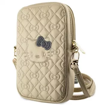 Hello Kitty Sacoche de téléphone bandoulière avec bretelle Quilted Bows Or