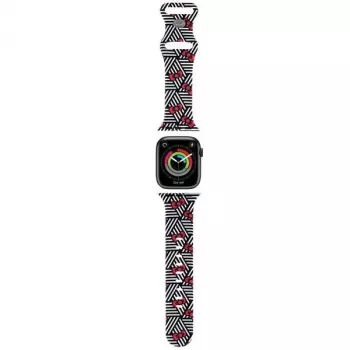 Bracelet en silicone Hello Kitty HKAWMSDIEZK pour Apple Watch 38/40/41 mm noir avec nœuds et rayures