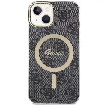 Coque rigide Guess GUHMP15MH4STK pour iPhone 15 Plus/14 Plus 6,7 inch noire MagSafe 4G