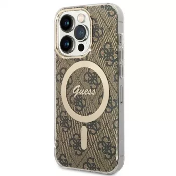 Coque rigide Guess GUHMP15LH4STW pour Apple iPhone 15 Pro 6,1 inch marron IML 4G MagSafe