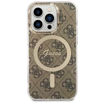 Coque rigide Guess GUHMP15LH4STW pour Apple iPhone 15 Pro 6,1 inch marron IML 4G MagSafe