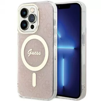 Coque rigide Guess GUHMP15LH4STP pour Apple iPhone 15 Pro 6,1 inch rose IML 4G MagSafe