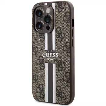 Coque rigide Guess GUHMP15LP4RPSW pour iPhone 15 Pro 6,1 inch marron rayures imprimées MagSafe