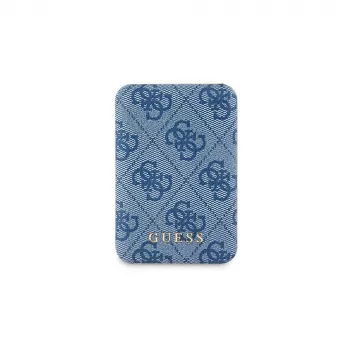 Batterie externe sans fil Guess 5000mAh bleue 4G cuir logo métal MagSafe 15W