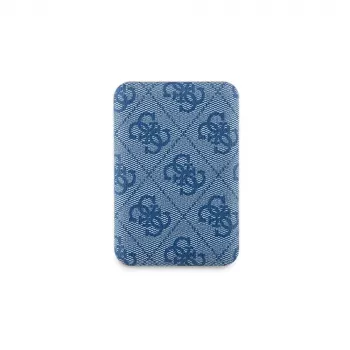 Batterie externe sans fil Guess 5000mAh bleue 4G cuir logo métal MagSafe 15W