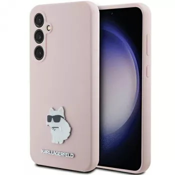 Coque Karl Lagerfeld KLHCS23FESMHCNPP pour S23 FE S711 rose en silicone Choupette Metal Pin pour Samsung Galaxy S23 FE