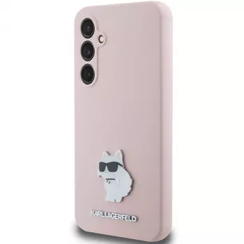 Coque Karl Lagerfeld KLHCS23FESMHCNPP pour S23 FE S711 rose en silicone Choupette Metal Pin pour Samsung Galaxy S23 FE