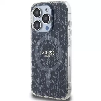 Coque rigide Guess GUHMP15LHGCUSTGK pour iPhone 15 Pro 6,1 inch noire IML GCube MagSafe