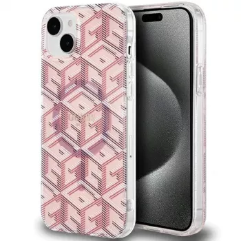 Coque rigide Guess GUHMP15SHGCUSTGP GCube pour iPhone 15/14/13 6,1 inch rose IML MagSafe
