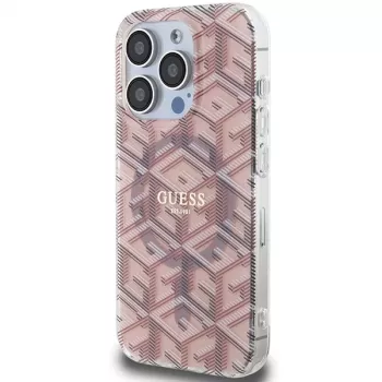 Coque rigide Guess GUHMP15LHGCUSTGP pour iPhone 15 Pro 6,1 inch rose IML GCube MagSafe