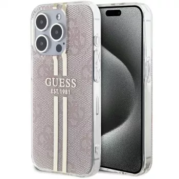 Guess GUHCP14XH4PSEGP coque rigide IML 4G Gold Stripe pour iPhone 14 Pro Max 6,7 inch rose