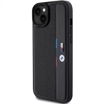 BMW M Collection Hardcase pour iPhone 15 Plus / 14 Plus 6,7 pouces noir perforé Tricolor Line