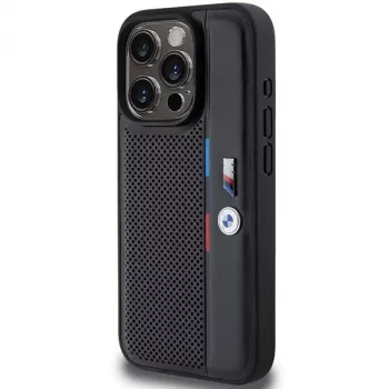 BMW coque rigide Perforated Tricolor Line pour Apple iPhone 15 Pro 6,1 inch noire