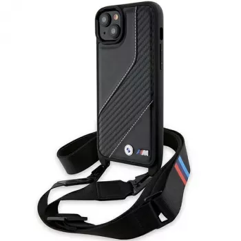 BMW BMHCP15S23PSCCK iPhone 15 / 14 / 13 noir Hardcase M Edition Carbon Stripe & Strap