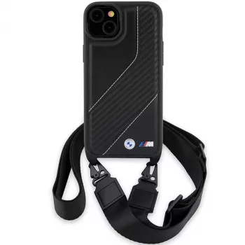 BMW BMHCP15S23PSCCK iPhone 15 / 14 / 13 noir Hardcase M Edition Carbon Stripe & Strap