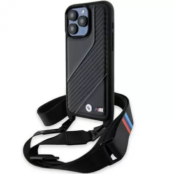 BMW BMHCP15X23PSCCK iPhone 15 Pro Max 6,7 pouces noir Hardcase M Edition Carbon Stripe & Strap