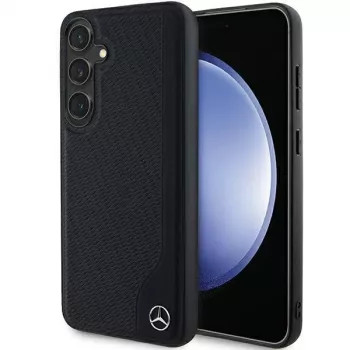 Coque rigide Mercedes-Benz Debossed Line en cuir MagSafe pour Samsung Galaxy S24+ (SM-S926) - Noire