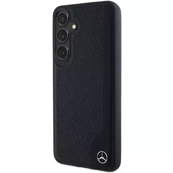 Coque rigide Mercedes-Benz Debossed Line en cuir MagSafe pour Samsung Galaxy S24+ (SM-S926) - Noire
