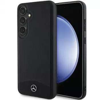 Coque rigide Mercedes-Benz pour Galaxy S24 en cuir texturé et lisse MagSafe noire