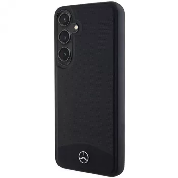 Coque rigide Mercedes-Benz pour Galaxy S24 en cuir texturé et lisse MagSafe noire