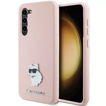 Coque en silicone Karl Lagerfeld KLHCS23MSMHCNPP pour Samsung Galaxy S23+ avec Choupette Metal Pin - Rose