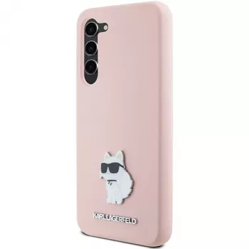 Coque en silicone Karl Lagerfeld KLHCS23MSMHCNPP pour Samsung Galaxy S23+ avec Choupette Metal Pin - Rose