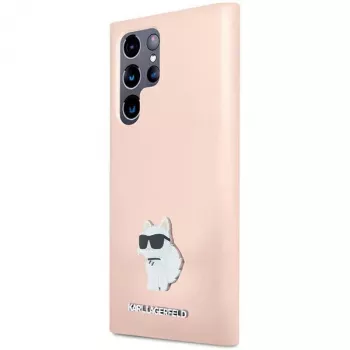 Coque en silicone Karl Lagerfeld KLHCS23LSMHCNPP S23 Ultra S918 rose Choupette Metal Pin