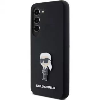Coque en silicone Karl Lagerfeld KLHCS23MSMHKNPK Ikonik Metal Pin pour Samsung Galaxy S23+ noire