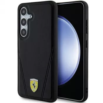 Ferrari FEHMS24MP3BAK Hot Stamp V Lines MagSafe Hard Case for Samsung Galaxy S24+ (Black)