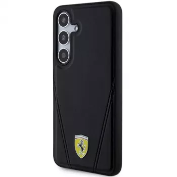Ferrari FEHMS24MP3BAK Hot Stamp V Lines MagSafe Hard Case for Samsung Galaxy S24+ (Black)