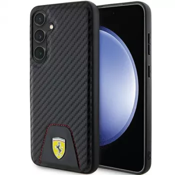 Ferrari FEHCS24MN3PUK Hard Case for Samsung Galaxy S24+ (SM-S926) - Carbon Stitched Bottom - Black