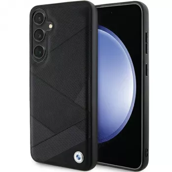 Coque rigide BMW BMHCS24S23RCGPK S24 S921 noire Signature en cuir Crossing Lines Pattern