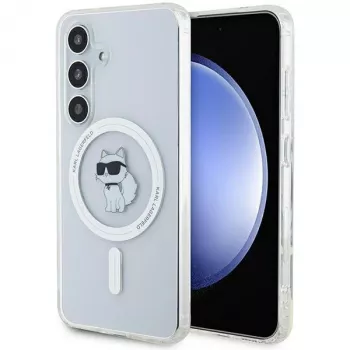 Coque rigide Karl Lagerfeld KLHMS24SHFCCNOT pour Samsung Galaxy S24, transparente, MagSafe, design Choupette