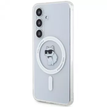 Coque rigide Karl Lagerfeld KLHMS24SHFCCNOT pour Samsung Galaxy S24, transparente, MagSafe, design Choupette