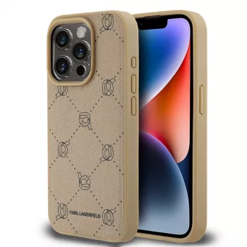 Coque arrière Karl Lagerfeld KLHMP15LPGKHPHE iPhone 15 Pro 6,1 inch beige MagSafe Karl Head