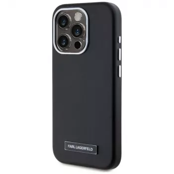 Coque MagSafe Karl Lagerfeld Metal Plate pour iPhone 15 Pro Max, noir