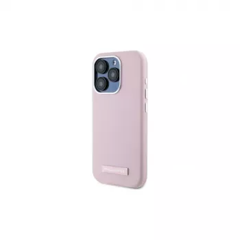 Coque rigide Karl Lagerfeld KLHMP15LPGMSRPP pour iPhone 15 Pro 6,1 inch, rose, avec plaque métal, MagSafe