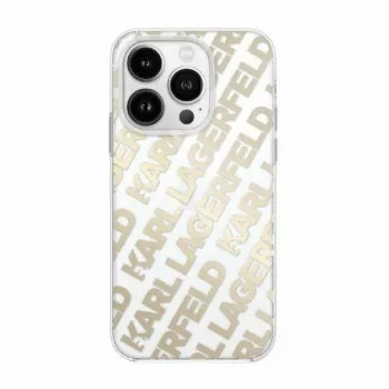 Karl Lagerfeld KLHCP15XHKFOEMD Coque rigide pour Apple iPhone 15 Pro Max, Or, IML FulloverLogo