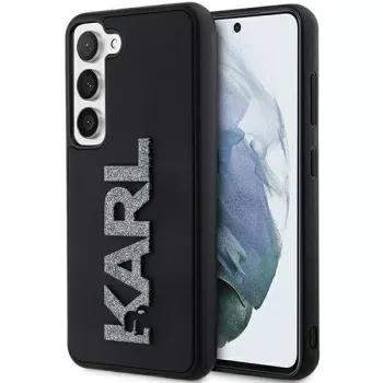 Karl Lagerfeld KLHCS24S3DMBKCK Coque rigide pour Samsung Galaxy S24, noir, logo 3D Rubber Glitter