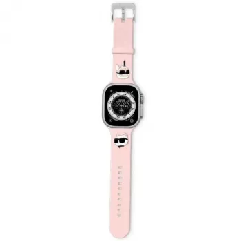 Bracelet Karl Lagerfeld 3D Rubber Karl & Choupette Heads pour Apple Watch 42/44/45/49 mm rose
