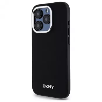 DKNY DKHMP15XPSCMCLK Coque rigide pour Apple iPhone 15 Pro Max 6,7 inch Noir logo uni MagSafe