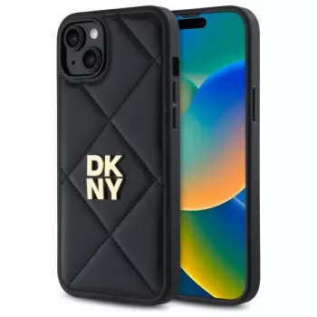 DKNY DKHCP15MPQDSLK Coque Quilted Stack Logo pour iPhone 15 Plus 6,7 inch Noir