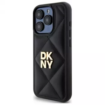 DKNY DKHCP15XPQDSLK Coque arrière Quilted Stack Logo pour Apple iPhone 15 Pro Max 6,7 inch Noir
