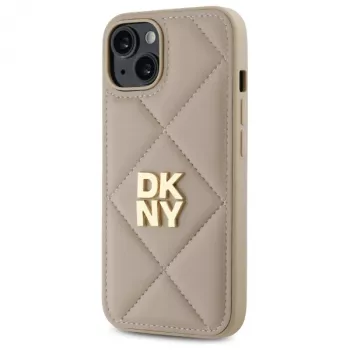 DKNY DKHCP14SPQDSLE Coque Quilted Stack Logo pour Apple iPhone 14 6,1 inch Beige