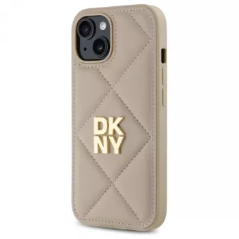 DKNY DKHCP15SPQDSLE Coque Quilted Stack Logo pour iPhone 15 6,1 inch Beige