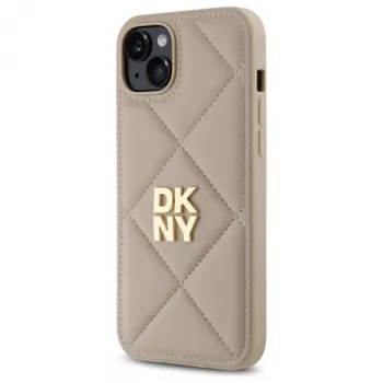 DKNY DKHCP15MPQDSLE Coque arrière Quilted Stack Logo pour iPhone 15 Plus - Beige