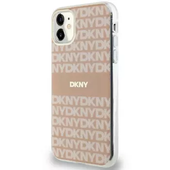 DKNY DKHMN61HRHSEP Coque rigide rose Mono & Stripe MagSafe pour iPhone 11 / XR 6,1 pouces