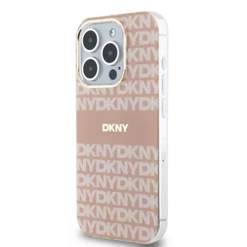 DKNY DKHMP14LHRHSEP Coque rigide IML Mono & Stripe MagSafe rose pour iPhone 14 Pro 6,1 pouces