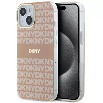 DKNY DKHMP15MHRHSEP Coque rigide rose IML Mono & Stripe MagSafe pour Apple iPhone 15 Plus / 14 Plus 6,7 pouces
